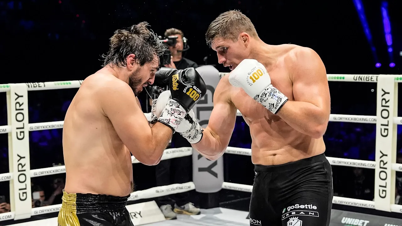 Artem Vakhitov & Rico Verhoeven clash. Photo: GLORY Kickboxing