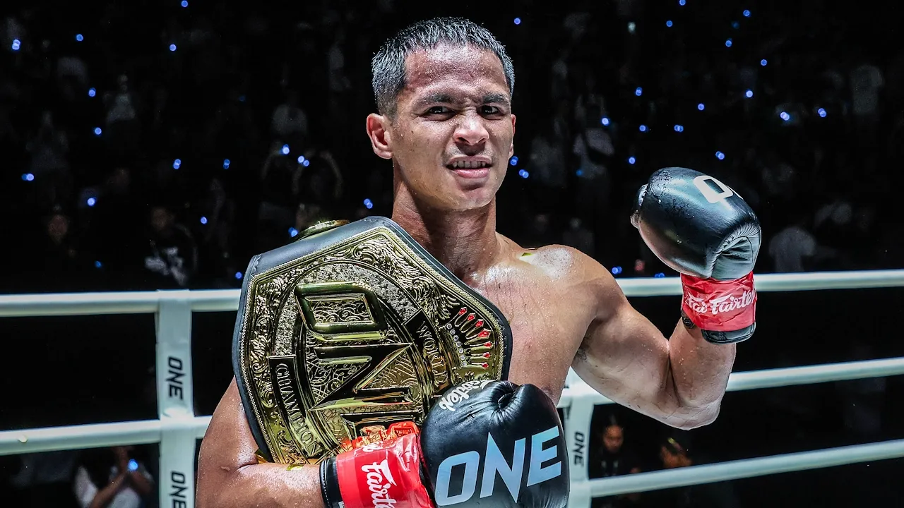 Superbon with his belt. Photo: ONE Championship