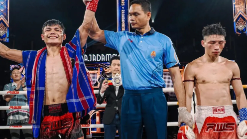 RISE Champion Kazuki Osaki Falters in Muay Thai Return, Loses Lopsided 50–45 Decision to Jaroensook poster