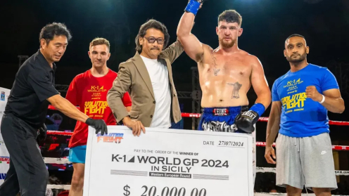 Powerhouse Rhys Brudenell Secures Three Knockouts in Italy to Qualify for December's K-1 World Grand Prix poster