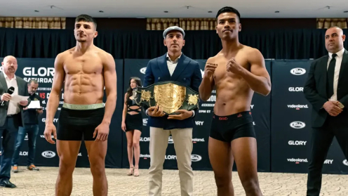 GLORY 86 Weigh-in Results: Petchpanomrung & Ahmad Chikh Mousa Both Make Championship Weight Ahead of Featherweight Title Fight poster