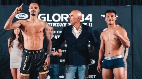 GLORY 84 Weigh-in Results: Tyjani Beztati and Petchpanomrung Make Weight Ahead of Their Champion Against Champion Lightweight Title Fight poster
