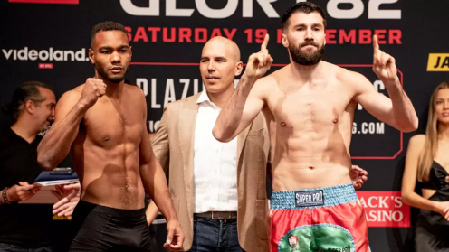 GLORY 82 Weigh-in Results: All Fighters Make Weight, Vacant Welterweight Title Will Be on the Line as Alim Nabiyev Meets Endy Semeleer poster